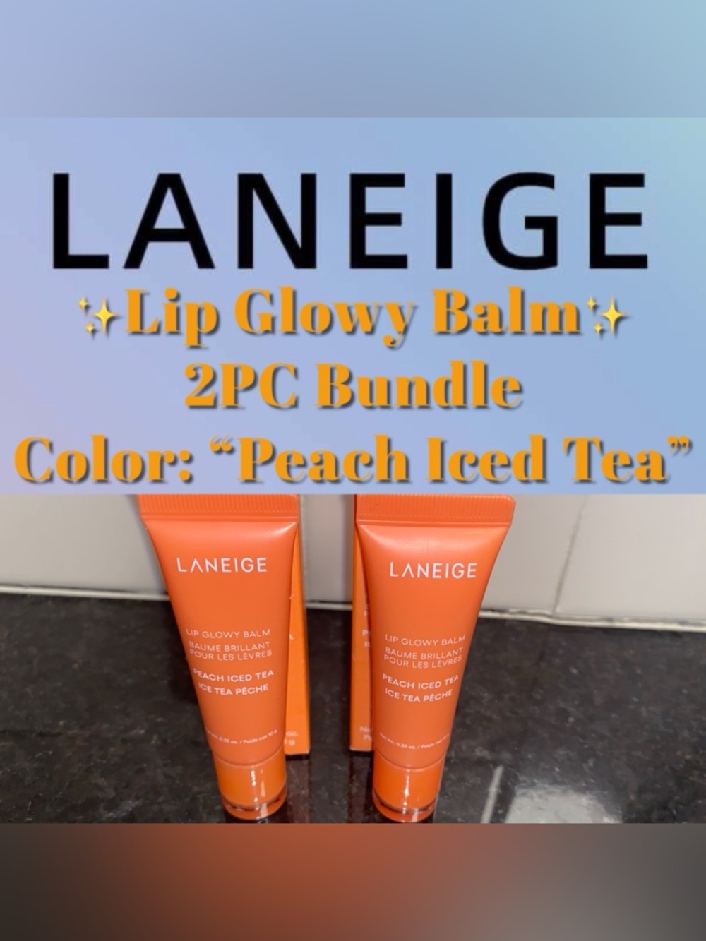 LANEIGE - Lip Glowy Balm 2PC Bundle in “Peach Iced Tea” - NEW!